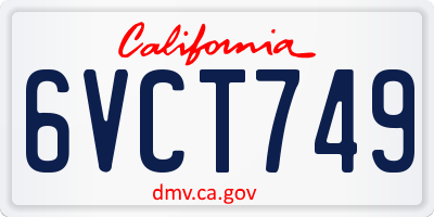 CA license plate 6VCT749