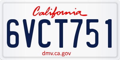 CA license plate 6VCT751