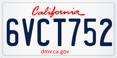 CA license plate 6VCT752