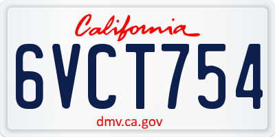 CA license plate 6VCT754