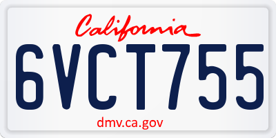 CA license plate 6VCT755