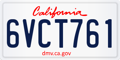 CA license plate 6VCT761