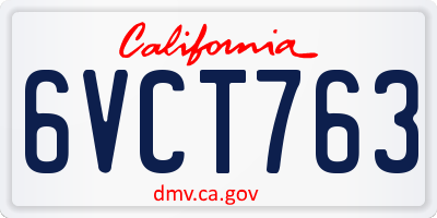 CA license plate 6VCT763