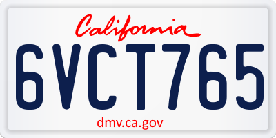 CA license plate 6VCT765
