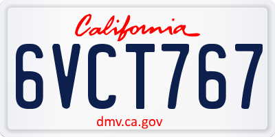 CA license plate 6VCT767