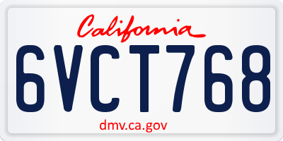 CA license plate 6VCT768