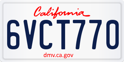 CA license plate 6VCT770