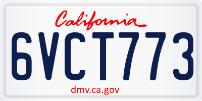 CA license plate 6VCT773