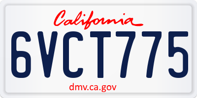 CA license plate 6VCT775