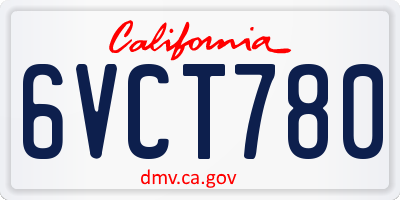 CA license plate 6VCT780