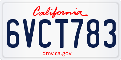 CA license plate 6VCT783