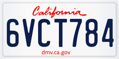 CA license plate 6VCT784