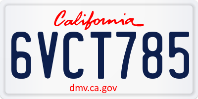 CA license plate 6VCT785