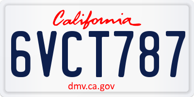CA license plate 6VCT787