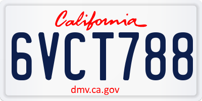 CA license plate 6VCT788