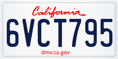 CA license plate 6VCT795