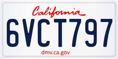 CA license plate 6VCT797