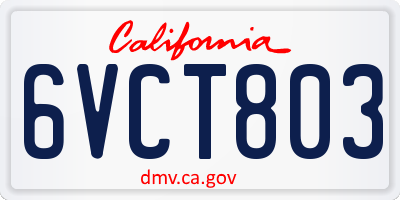 CA license plate 6VCT803