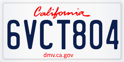 CA license plate 6VCT804