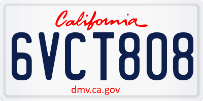 CA license plate 6VCT808