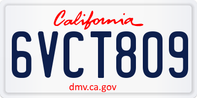 CA license plate 6VCT809