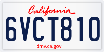 CA license plate 6VCT810