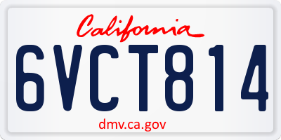 CA license plate 6VCT814