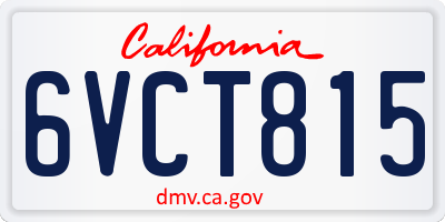 CA license plate 6VCT815