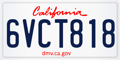 CA license plate 6VCT818