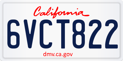 CA license plate 6VCT822