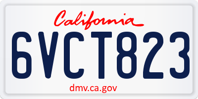 CA license plate 6VCT823