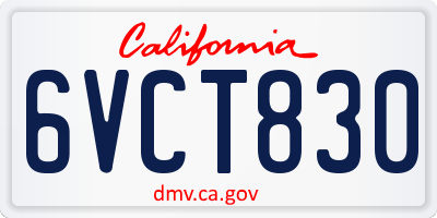 CA license plate 6VCT830
