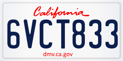 CA license plate 6VCT833