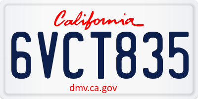 CA license plate 6VCT835