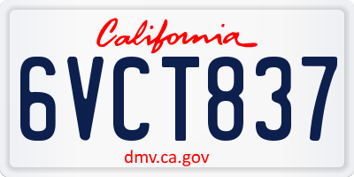 CA license plate 6VCT837
