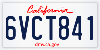 CA license plate 6VCT841