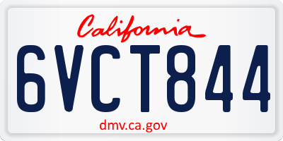CA license plate 6VCT844