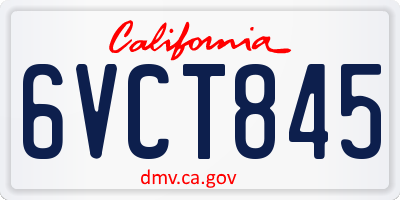CA license plate 6VCT845