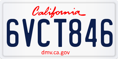 CA license plate 6VCT846