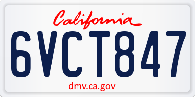 CA license plate 6VCT847