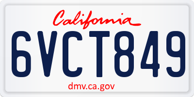 CA license plate 6VCT849