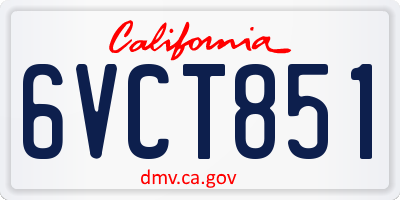 CA license plate 6VCT851