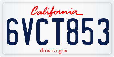 CA license plate 6VCT853