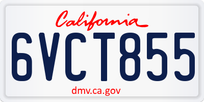 CA license plate 6VCT855