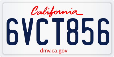 CA license plate 6VCT856