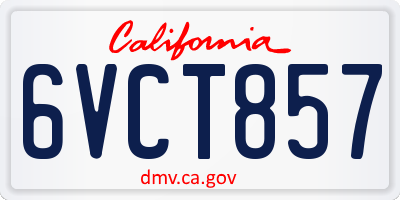 CA license plate 6VCT857