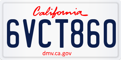 CA license plate 6VCT860