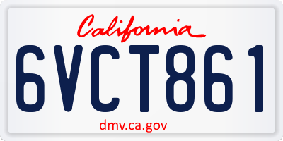 CA license plate 6VCT861