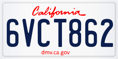 CA license plate 6VCT862