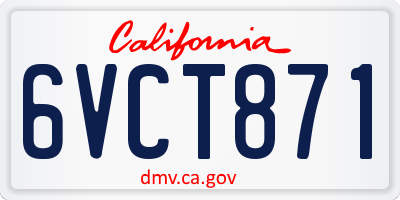 CA license plate 6VCT871